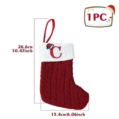 Christmas Alphabet Knit Stocking Ornament – 26 Letters