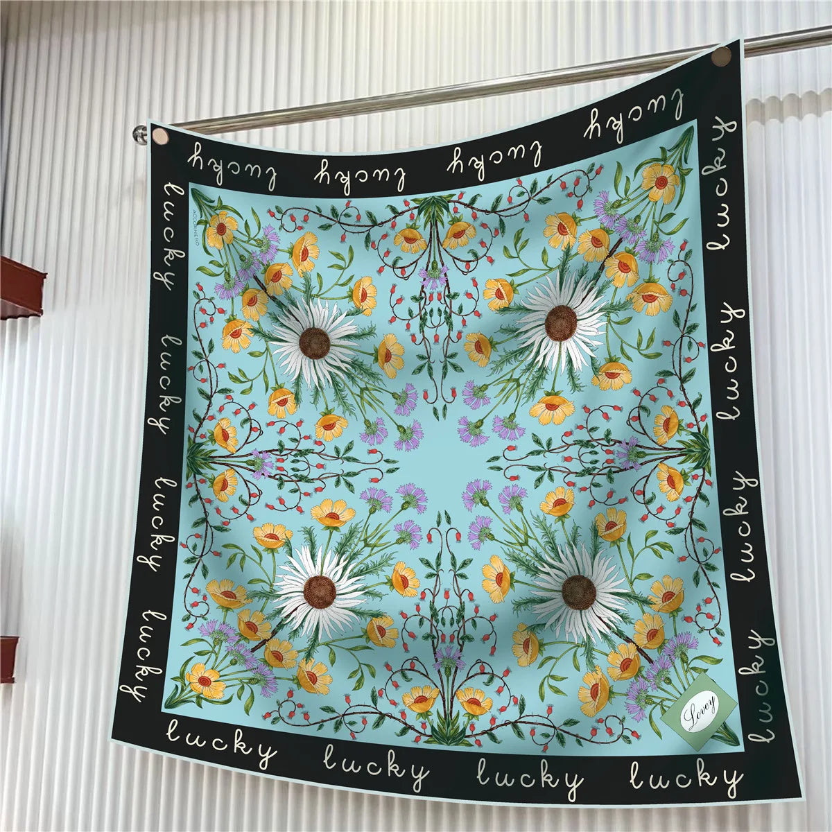 Luxury Silk Square Scarf Women Floral Paisley Print 90cm
