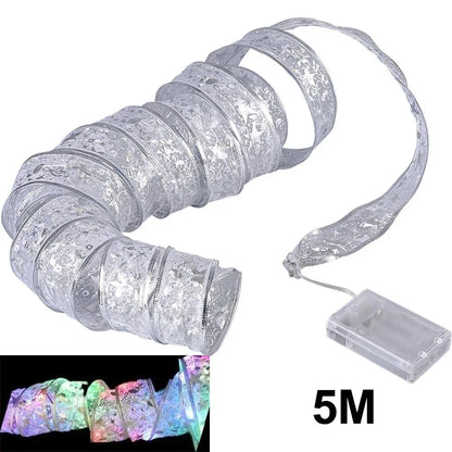 Christmas Ribbon Fairy Lights – DIY Bow String Tree Ornaments