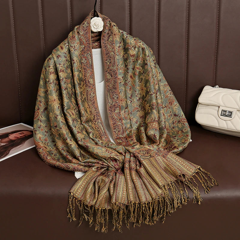 Paisley Print Cashmere Pashmina Shawl for Women – Warm Winter Wrap