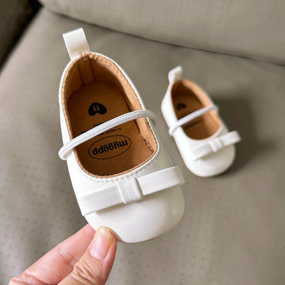 Baby Girls Leather Mary Jane Shoes – Anti-Slip Toddler First Walkers