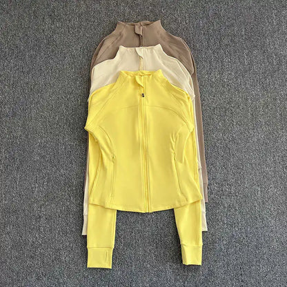 Women's Athletic Running Jacket – Slim Fit Zip-Up Sports Coat