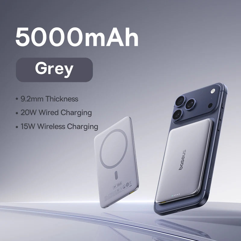 Baseus 5000mAh Slim Magnetic Power Bank – 15W Wireless & 20W Wired Charging