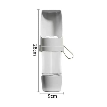 Portable Dog Water Bottle with Food Storage & Feeder Bowl – 500ml