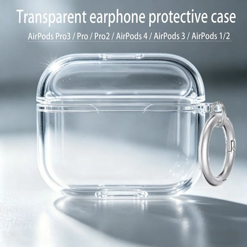 Clear TPU AirPods Case with Ring Clip – Shockproof Transparent Cover
