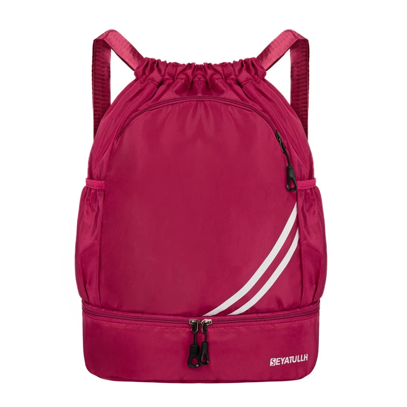 Sports Drawstring Backpack with Shoe Compartment – Waterproof Gym Bag