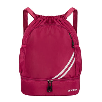 Sports Drawstring Backpack with Shoe Compartment – Waterproof Gym Bag