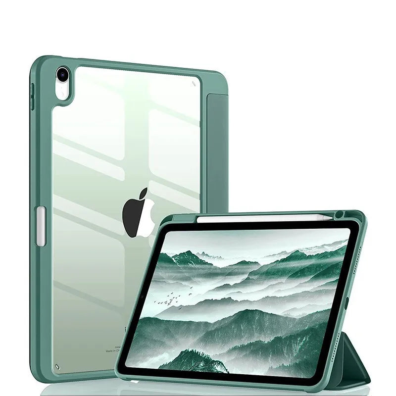 iPad Clear Back Case with Pencil Holder & Stand