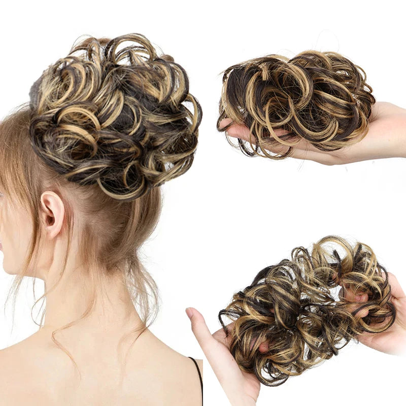 Messy Bun Hair Piece – Synthetic Chignon Donut Updo with Elastic Band