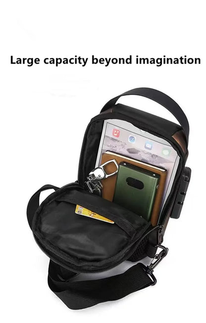 Men's Anti-Theft Sling Bag with USB Charging Port