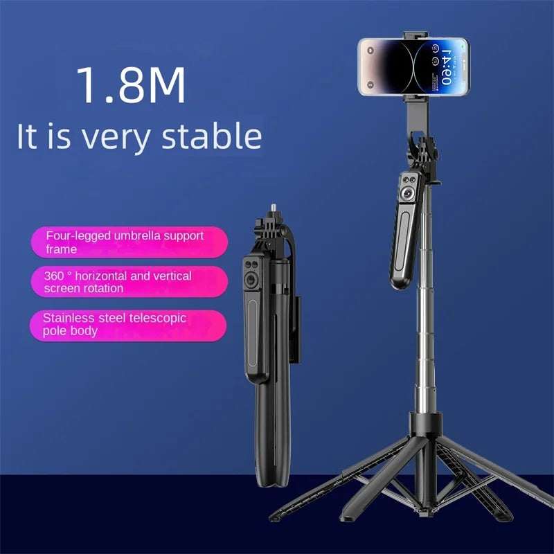 Bluetooth Selfie Stick Tripod 1.8m with Dual Fill Lights & Remote