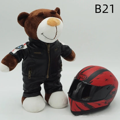 Motorcycle Helmet Teddy Bear Plush Toy – Kawaii Biker Bear Stuffed Animal Gift