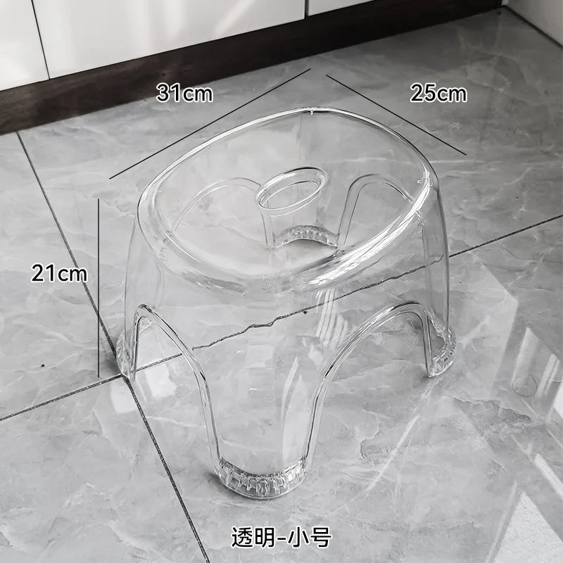 Clear Acrylic Non-Slip Shower Stool – Transparent Low Seat