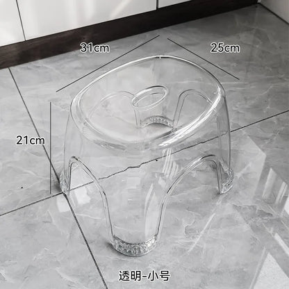 Clear Acrylic Non-Slip Shower Stool – Transparent Low Seat