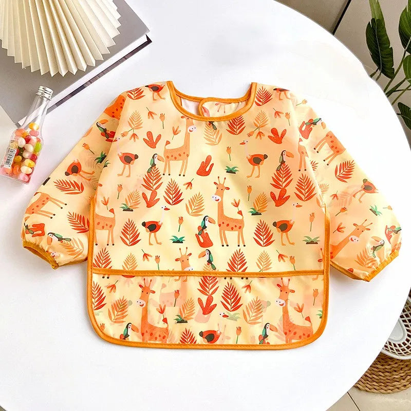 Baby Long Sleeve Waterproof Bib Apron with Pocket