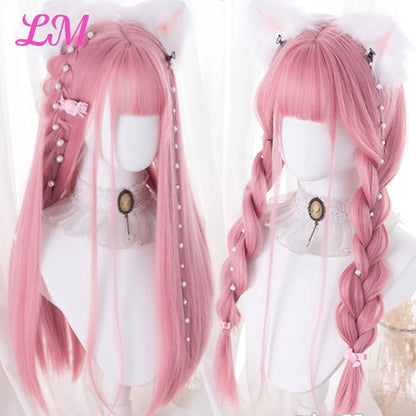 Cosplay Synthetic Wig with Bangs – Long Straight 24 Inch, Heat Resistant