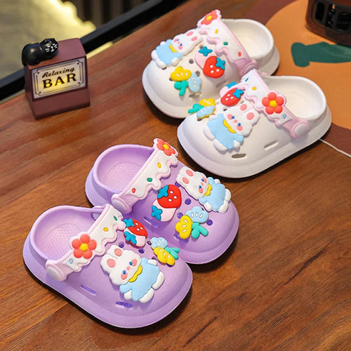 Cartoon Bunny Kids Clogs – Girls Soft Sole Garden Shoes