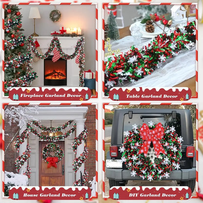 Christmas Tinsel Garland with Snowflakes & Tree Cutouts – 2M