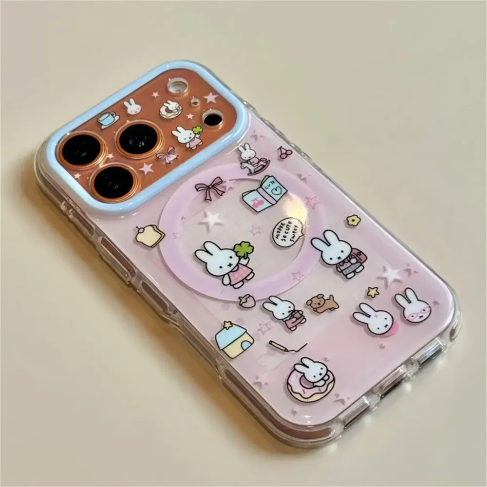 Cute Cherry Pink Miffy Rabbit Magnetic iPhone Case