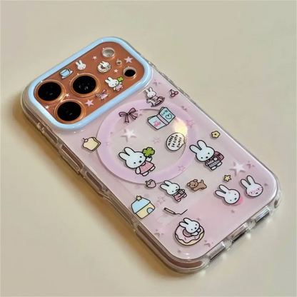 Cute Cherry Pink Miffy Rabbit Magnetic iPhone Case