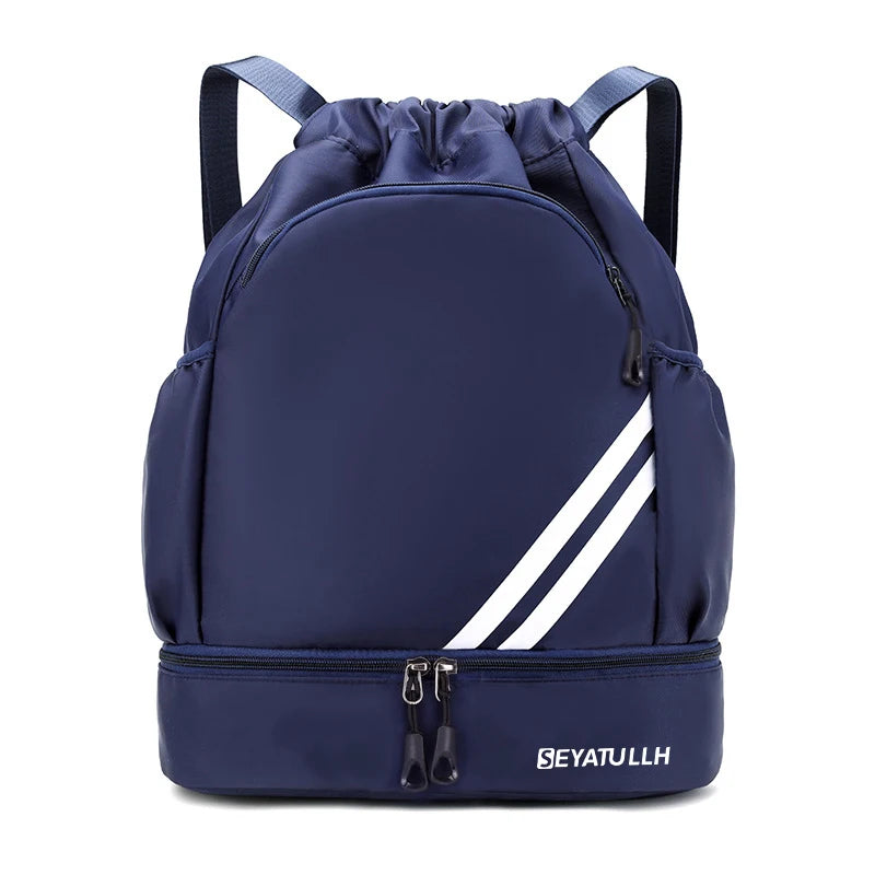 Sports Drawstring Backpack with Shoe Compartment – Waterproof Gym Bag