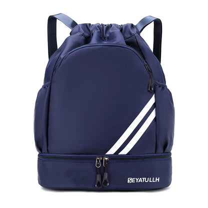 Sports Drawstring Backpack with Shoe Compartment – Waterproof Gym Bag