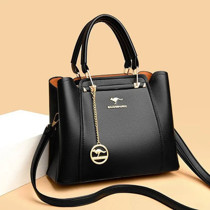 Luxury Leather Handbag – 3-Layer Large Capacity Shoulder & Crossbody Bag