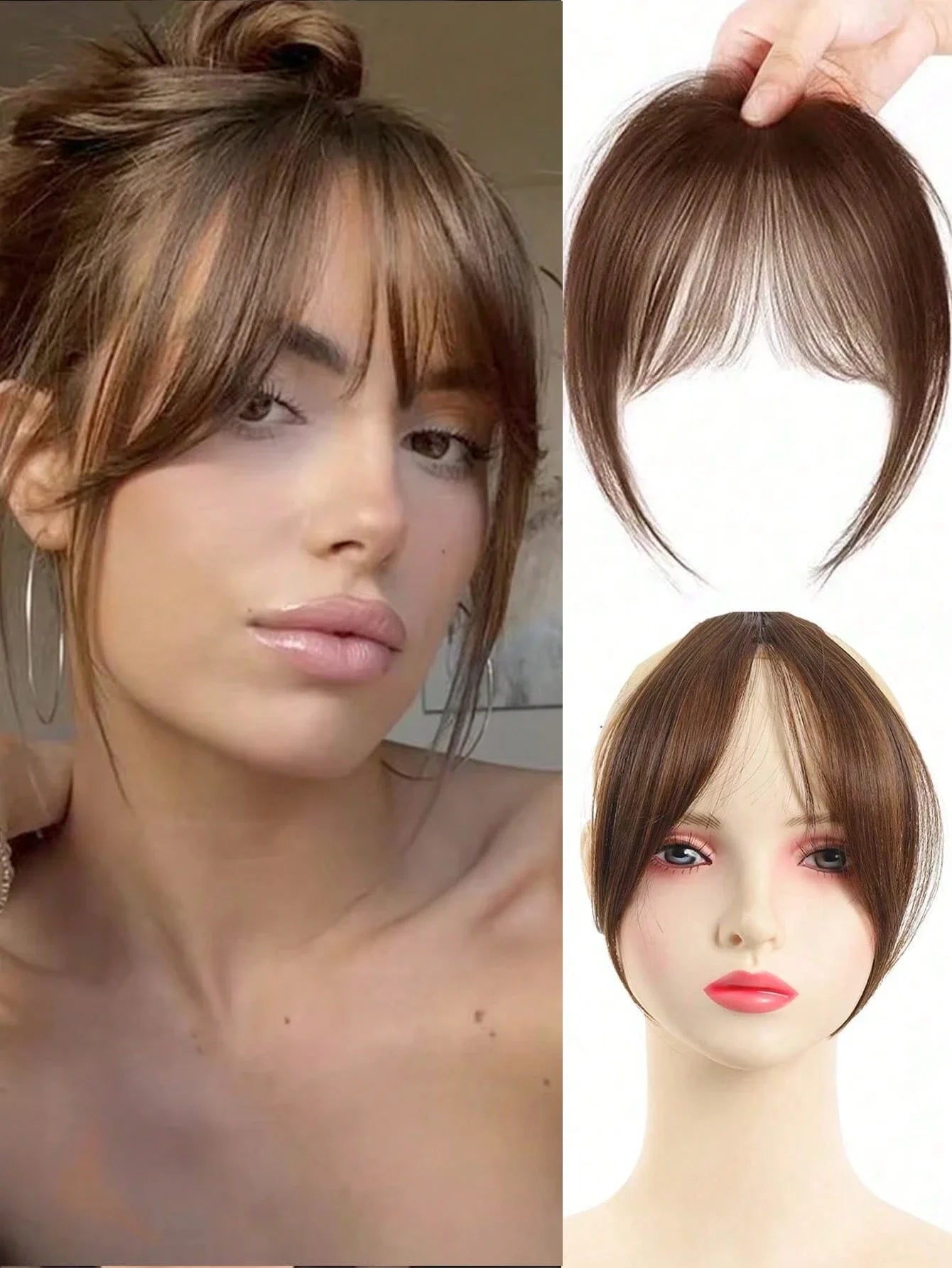 Clip-In Bangs Hair Extension Middle Part Natural Seamless Synthetic