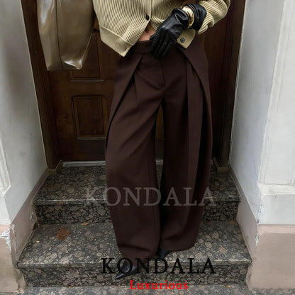 Wide Leg Pants for Women – High Waist Pleated Trousers with Pockets