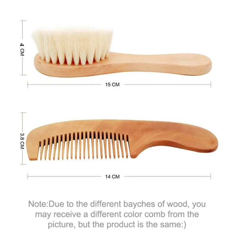 Baby Hair Brush & Wooden Comb Set – Newborn Grooming Kit
