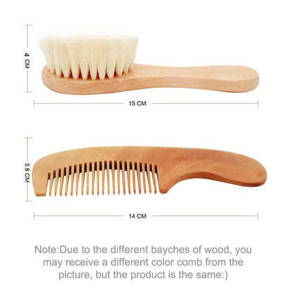 Baby Hair Brush & Wooden Comb Set – Newborn Grooming Kit