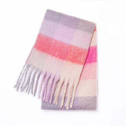 Women's Thick Winter Scarf – Colorblock Cashmere Shawl Wrap