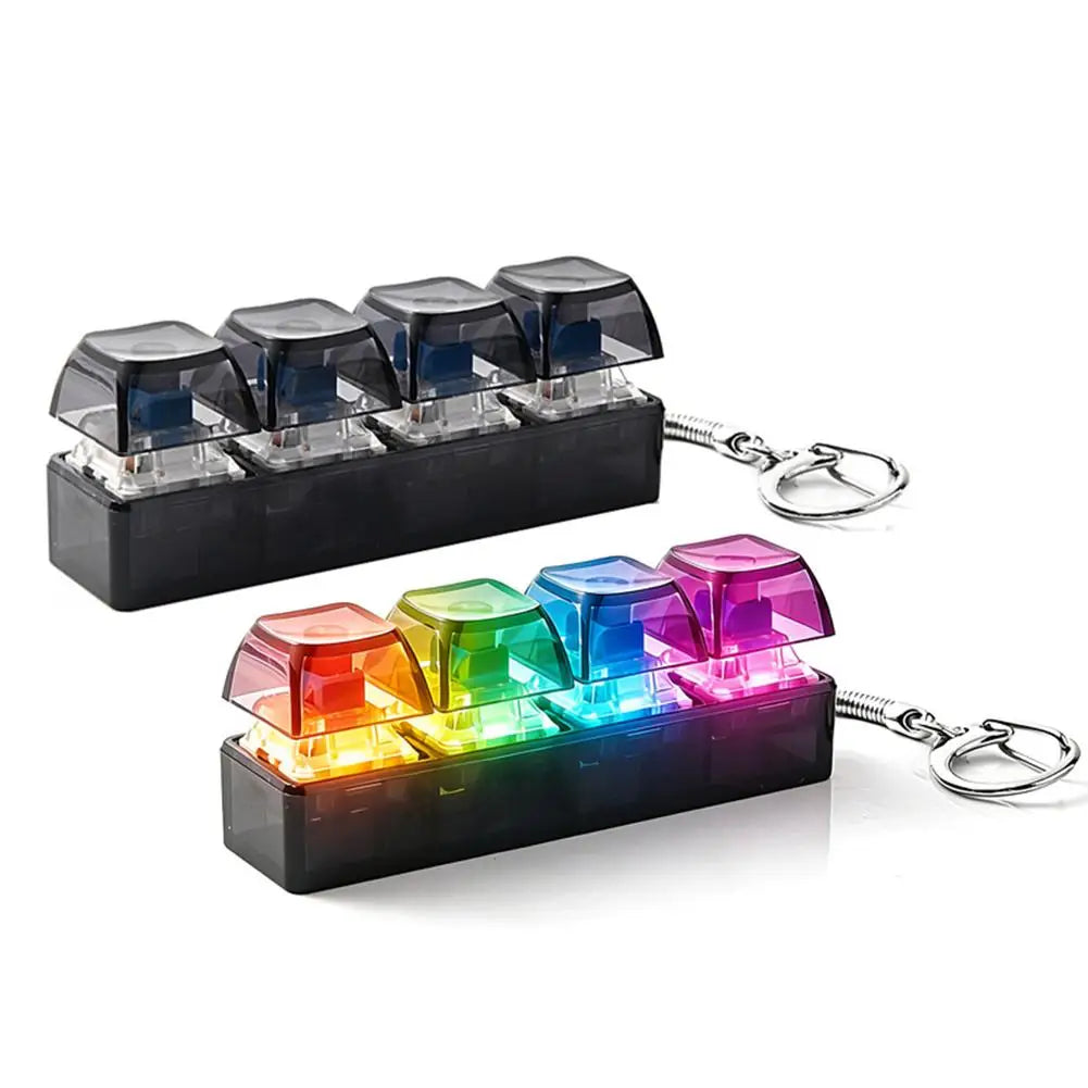 RGB LED Keyboard Keychain Fidget Toy – 4-Button Stress Relief Keycap