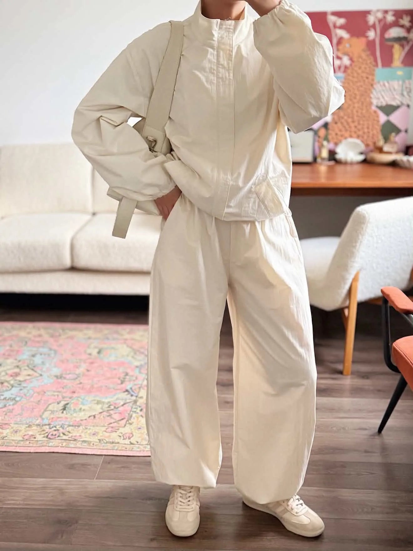 Women's Jacket and Wide Leg Pants Set Casual Sporty Two-Piece