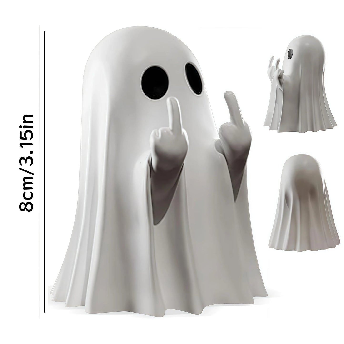 Halloween Ghost Statue – Funny Middle Finger Ghost Figurine Decor