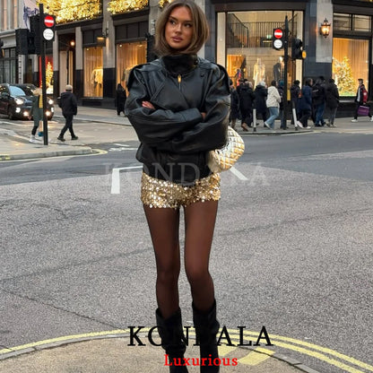 Faux Leather Jacket for Women, Oversized Fit