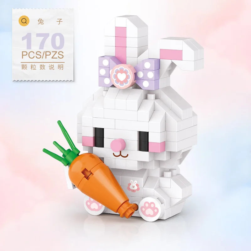 Cute Animal Mini Building Blocks Kit – DIY Micro Brick Figures for Girls