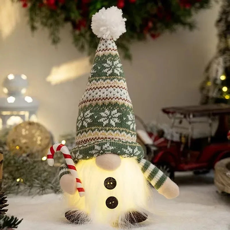 Light-Up Christmas Gnome Figurine – Glowing Sequin Faceless Doll Holiday Decoration