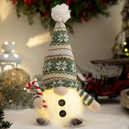 Light-Up Christmas Gnome Figurine – Glowing Sequin Faceless Doll Holiday Decoration