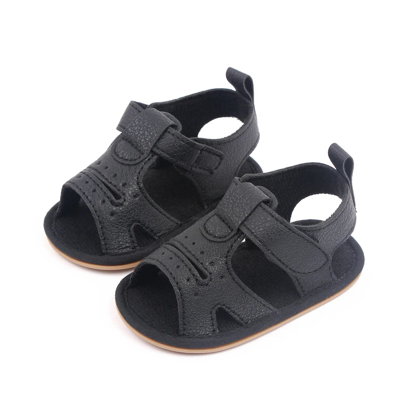 Baby Sandals Anti-Slip Soft PU Leather Toddler Shoes for Boys & Girls 0-18 Months