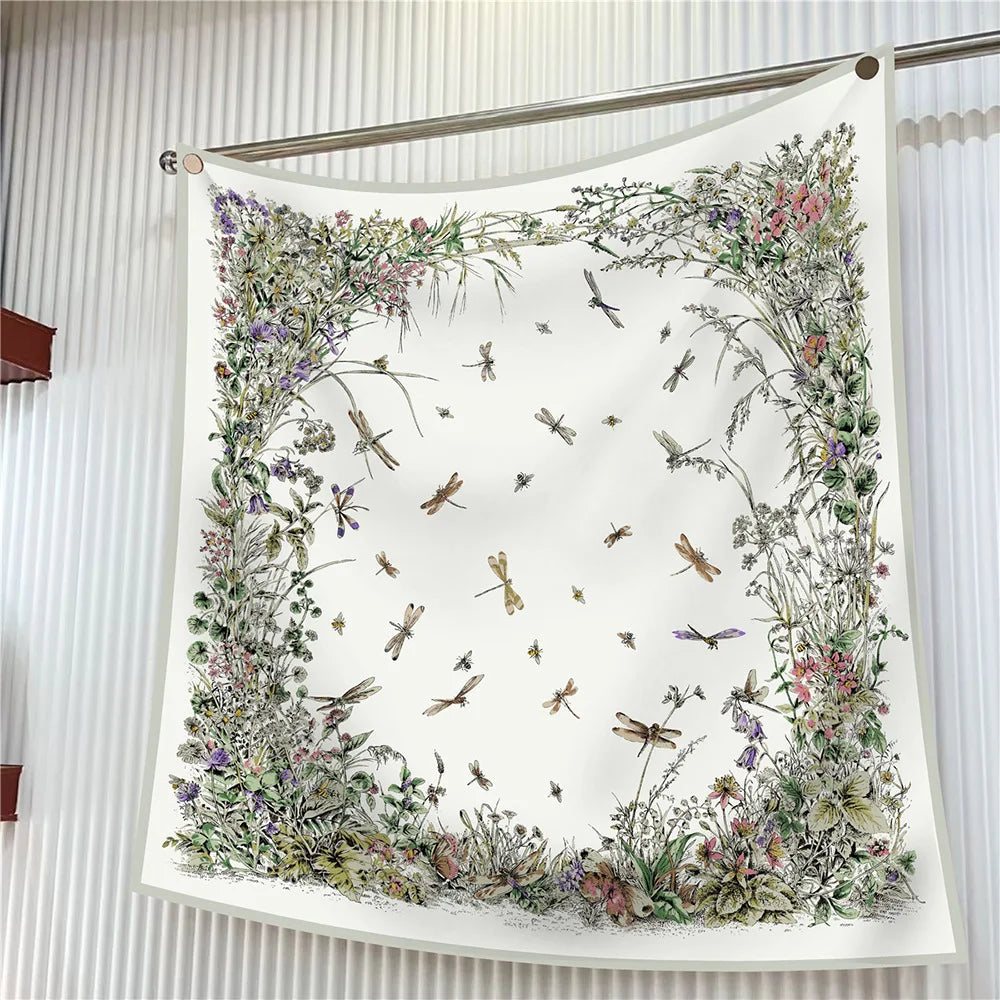 Luxury Silk Square Scarf Women Floral Paisley Print 90cm