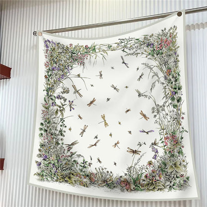 Luxury Silk Square Scarf Women Floral Paisley Print 90cm