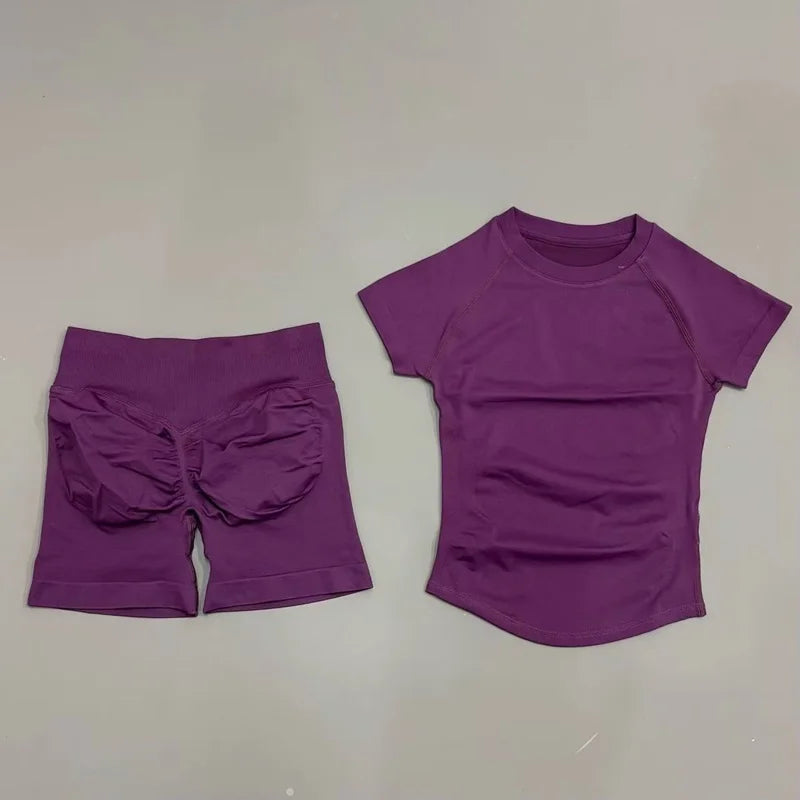 Seamless Workout Set Women 2 Piece – Top & Biker Shorts