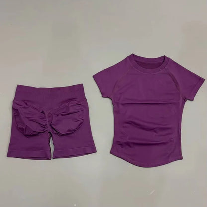 Seamless Workout Set Women 2 Piece – Top & Biker Shorts