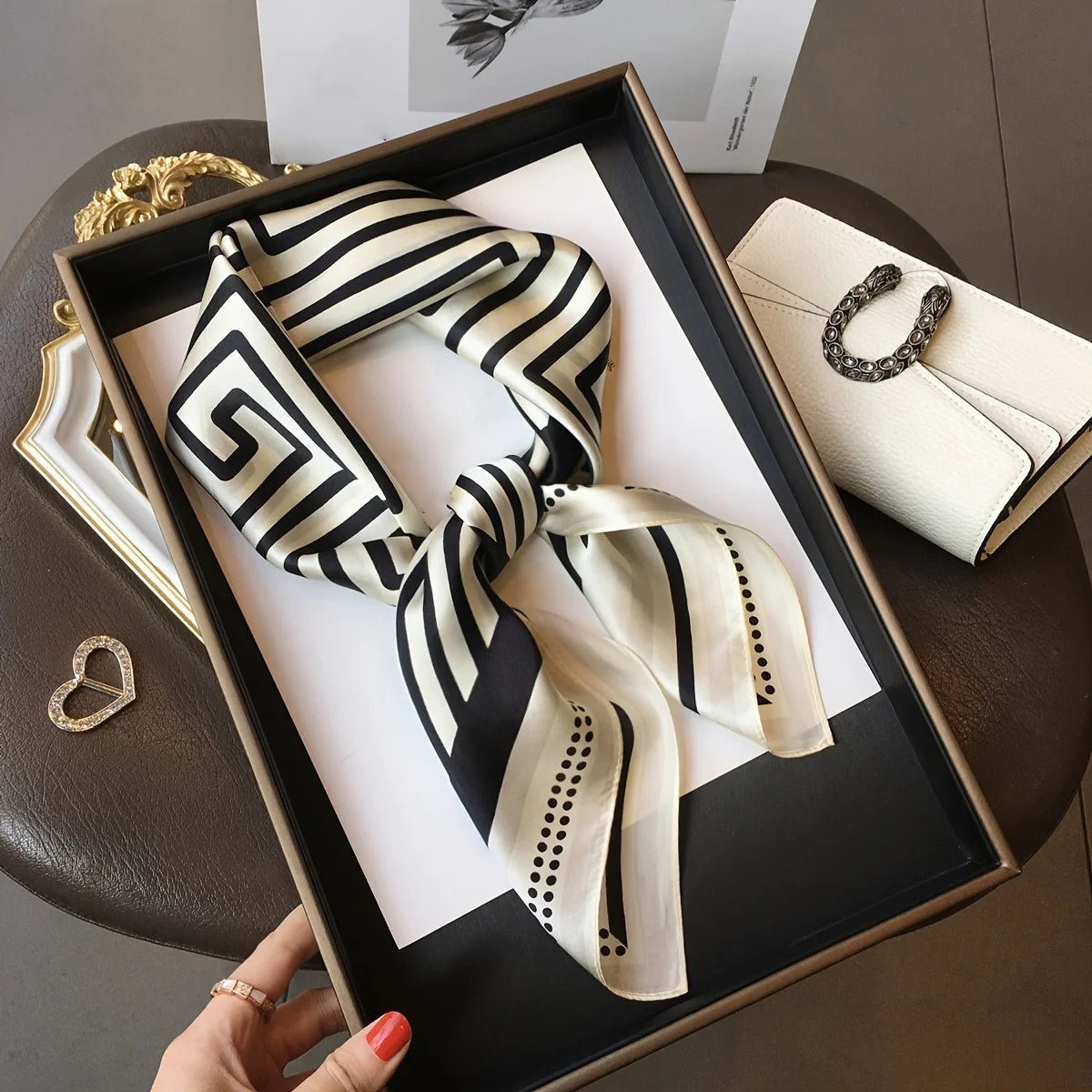 Faux Silk Square Scarf – Elegant Printed Shawl for Women
