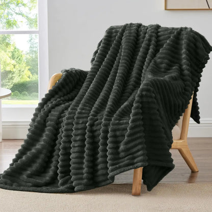Fluffy Bubble Fleece Throw Blanket – Soft, Warm & Decorative, 4 Colors