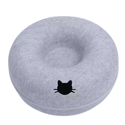 Cat Tunnel Bed – Round Felt Donut House with Scratcher