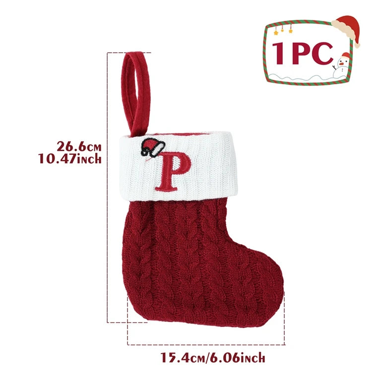 Christmas Alphabet Knit Stocking Ornament – 26 Letters
