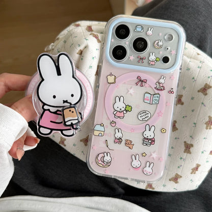 Cute Cherry Pink Miffy Rabbit Magnetic iPhone Case