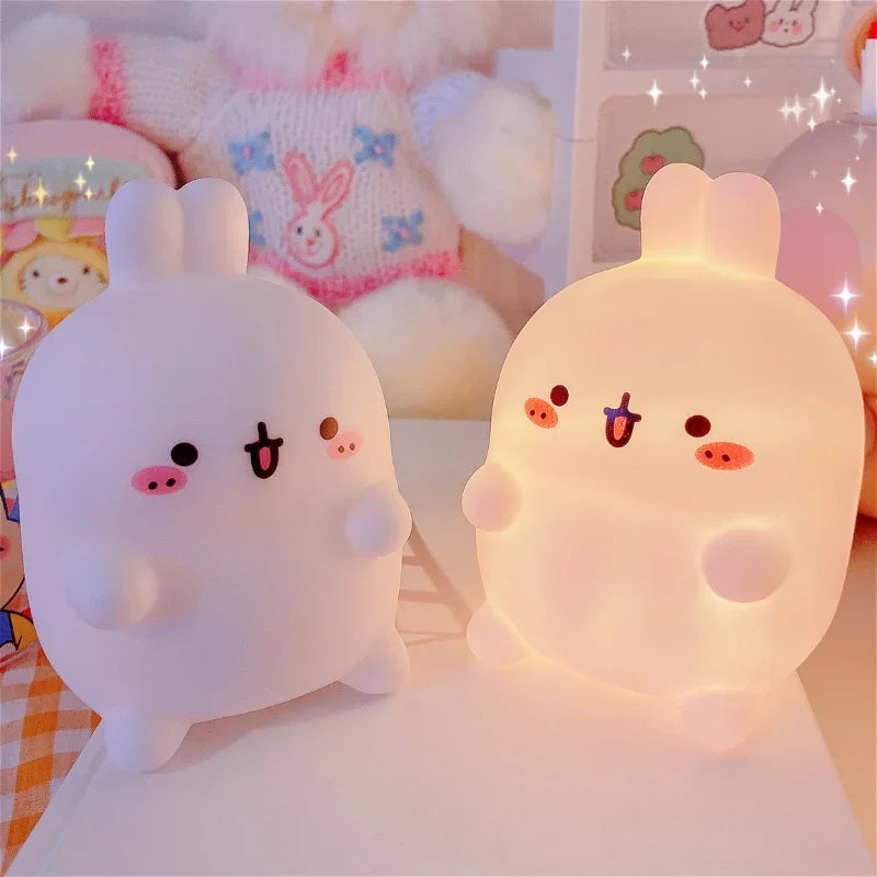 Cute Rabbit Night Light – LED Silicone Bedside Lamp, Cordless